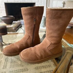 UGG Chestnut Suede Boots with Zipper